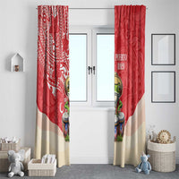 Puerto Rico Window Curtain Coqui Frog With Polynesian Pattern - Polynesian Pride