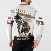 Hawaii Veterans Day Button Sweatshirt Honor The Fallen Flag Grunge Style