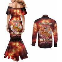 Hawaii Veterans Day Couples Matching Mermaid Dress and Long Sleeve Button Shirt May We Never Forget Freedom Isn't Free