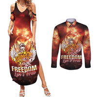 Hawaii Veterans Day Couples Matching Summer Maxi Dress and Long Sleeve Button Shirt May We Never Forget Freedom Isn't Free