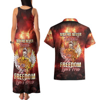 Hawaii Veterans Day Couples Matching Tank Maxi Dress and Hawaiian Shirt May We Never Forget Freedom Isn't Free