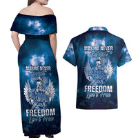 Federated States of Micronesia Veterans Day Couples Matching Off Shoulder Maxi Dress and Hawaiian Shirt May We Never Forget Freedom Isn't Free