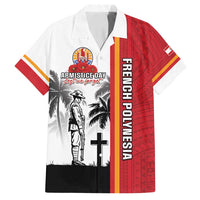 French Polynesia Armistice Day Family Matching Long Sleeve Bodycon Dress and Hawaiian Shirt Lest We Forget Flag Style LT05 Dad's Shirt - Short Sleeve Red - Polynesian Pride