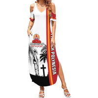 French Polynesia Armistice Day Family Matching Summer Maxi Dress and Hawaiian Shirt Lest We Forget Flag Style