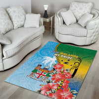 Malampa Fiji Day Area Rug Tribal Pattern With Tropical Flowers - Polynesian Pride