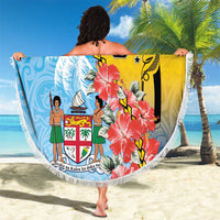 Malampa Fiji Day Beach Blanket Tribal Pattern With Tropical Flowers - Polynesian Pride