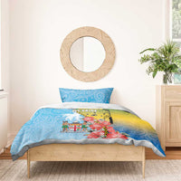 Malampa Fiji Day Bedding Set Tribal Pattern With Tropical Flowers - Polynesian Pride