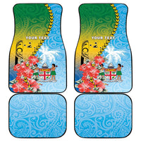 Personalised Malampa Fiji Day Car Mats Tribal Pattern With Tropical Flowers - Polynesian Pride