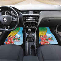 Personalised Malampa Fiji Day Car Mats Tribal Pattern With Tropical Flowers - Polynesian Pride