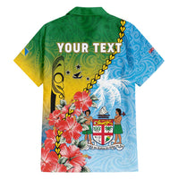 Personalised Malampa Fiji Day Family Matching Off Shoulder Short Dress and Hawaiian Shirt Tribal Pattern With Tropical Flowers LT05 - Polynesian Pride