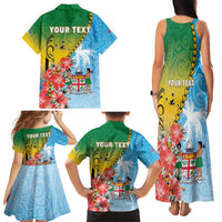 Personalised Malampa Fiji Day Family Matching Tank Maxi Dress and Hawaiian Shirt Tribal Pattern With Tropical Flowers LT05 - Polynesian Pride
