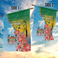 Malampa Fiji Day Garden Flag Tribal Pattern With Tropical Flowers - Polynesian Pride