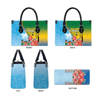 Malampa Fiji Day Leather Bag Tribal Pattern With Tropical Flowers - Polynesian Pride