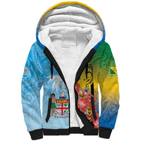 Personalised Malampa Fiji Day Sherpa Hoodie Tribal Pattern With Tropical Flowers - Polynesian Pride