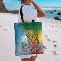 Malampa Fiji Day Tote Bag Tribal Pattern With Tropical Flowers - Polynesian Pride