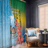 Malampa Fiji Day Window Curtain Tribal Pattern With Tropical Flowers - Polynesian Pride