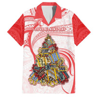Personalized Happy Boxing Day Hawaiian Shirt Polynesian Gift Boxes Christmas Tree LT05 Red - Polynesian Pride