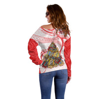 Personalized Happy Boxing Day Off Shoulder Sweater Polynesian Gift Boxes Christmas Tree LT05 - Polynesian Pride