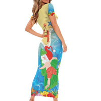 Christmas In Hawaii Short Sleeve Bodycon Dress Tis The Sea Sun