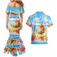 Personalised Hawaii Funny Thanksgiving Couples Matching Mermaid Dress and Hawaiian Shirt Thankful From The Beach