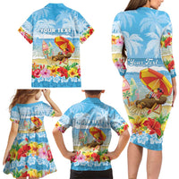 Personalised Hawaii Funny Thanksgiving Family Matching Long Sleeve Bodycon Dress and Hawaiian Shirt Thankful From The Beach LT05 - Polynesian Pride