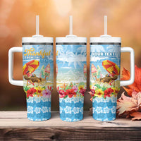 Personalised Hawaii Funny Thanksgiving Tumbler With Handle Thankful From The Beach