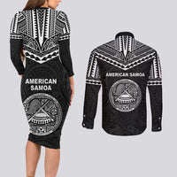 American Samoa MLK Day Couples Matching Long Sleeve Bodycon Dress and Long Sleeve Button Shirt Polynesian Style