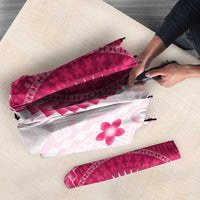 Bula Fiji Umbrella Pink Plumeria Masi Tapa Pattern - Polynesian Pride
