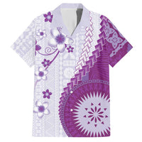 Bula Fiji Hawaiian Shirt Violet Plumeria Masi Tapa Pattern - Polynesian Pride