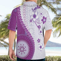 Bula Fiji Hawaiian Shirt Violet Plumeria Masi Tapa Pattern - Polynesian Pride