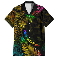 Personalised New Zealand Wellington Pride Family Matching Puletasi and Hawaiian Shirt Rainbow Silver Fern Paua Shell LT05 Dad's Shirt - Short Sleeve Black - Polynesian Pride