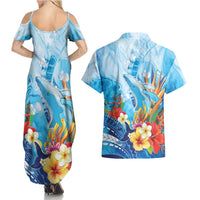 Polynesia Humpback Whale Couples Matching Summer Maxi Dress and Hawaiian Shirt Ocean Style