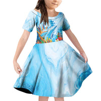 Polynesia Humpback Whale Family Matching Off Shoulder Short Dress and Hawaiian Shirt Ocean Style