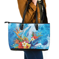 Polynesia Humpback Whale Leather Tote Bag Ocean Style