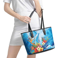 Polynesia Humpback Whale Leather Tote Bag Ocean Style