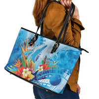 Polynesia Humpback Whale Leather Tote Bag Ocean Style