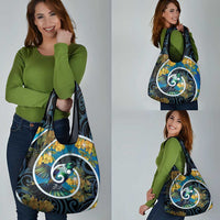 New Zealand Tui Bird Grocery Bag Maori Koru With Kowhai Flowers