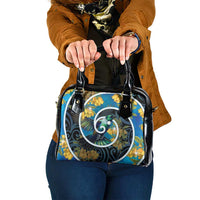 New Zealand Tui Bird Shoulder Handbag Maori Koru With Kowhai Flowers