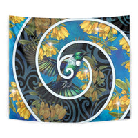 New Zealand Tui Bird Tapestry Maori Koru With Kowhai Flowers