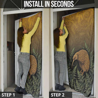 New Zealand Kiwi Bird Door Cover Silver Fern Mix Maori Pattern