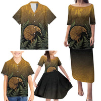 New Zealand Kiwi Bird Family Matching Puletasi and Hawaiian Shirt Silver Fern Mix Maori Pattern LT05 - Polynesian Pride