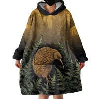 New Zealand Kiwi Bird Wearable Blanket Hoodie Silver Fern Mix Maori Pattern