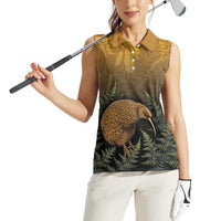 New Zealand Kiwi Bird Women Sleeveless Polo Shirt Silver Fern Mix Maori Pattern LT05 - Polynesian Pride