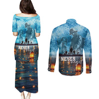 Hawaii Memorial Day Lantern Floating Couples Matching Puletasi and Long Sleeve Button Shirt Always In Our Hearts