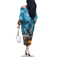 Hawaii Memorial Day Lantern Floating Family Matching Off The Shoulder Long Sleeve Dress and Hawaiian Shirt Always In Our Hearts