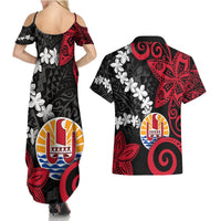 Tahiti Heiva Festival Couples Matching Summer Maxi Dress and Hawaiian Shirt Floral Pattern With Coat Of Arms LT05 - Polynesian Pride