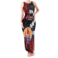 Tahiti Heiva Festival Family Matching Tank Maxi Dress and Hawaiian Shirt Floral Pattern With Coat Of Arms