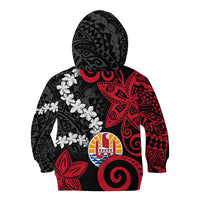 Tahiti Heiva Festival Kid Hoodie Floral Pattern With Coat Of Arms