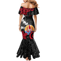 Tahiti Heiva Festival Mermaid Dress Floral Pattern With Coat Of Arms LT05 - Polynesian Pride