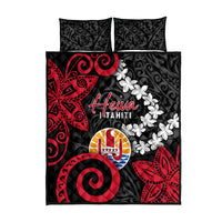 Tahiti Heiva Festival Quilt Bed Set Floral Pattern With Coat Of Arms LT05 - Polynesian Pride